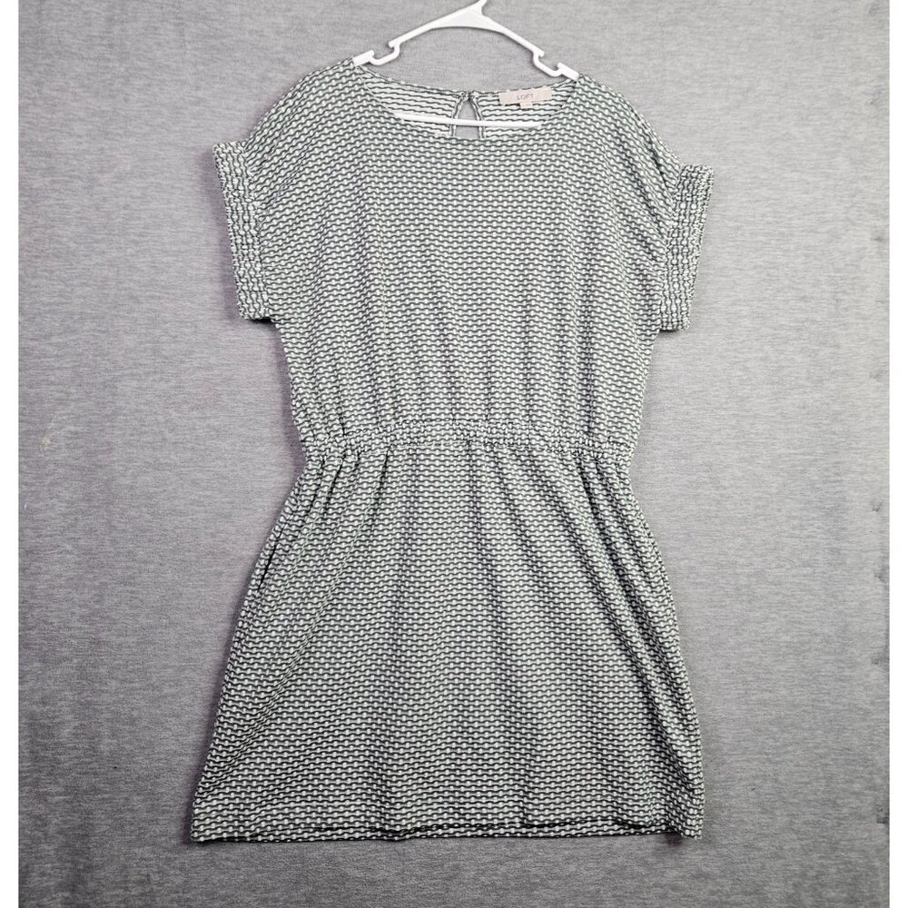 Loft Women's Green White Combo Mini Pocket Tee Dress Size L